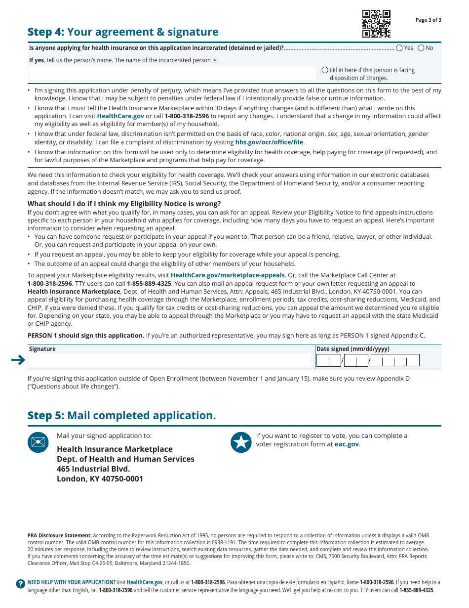 Application for Health Coverage - Individual Without Financial Assistance, Page 4