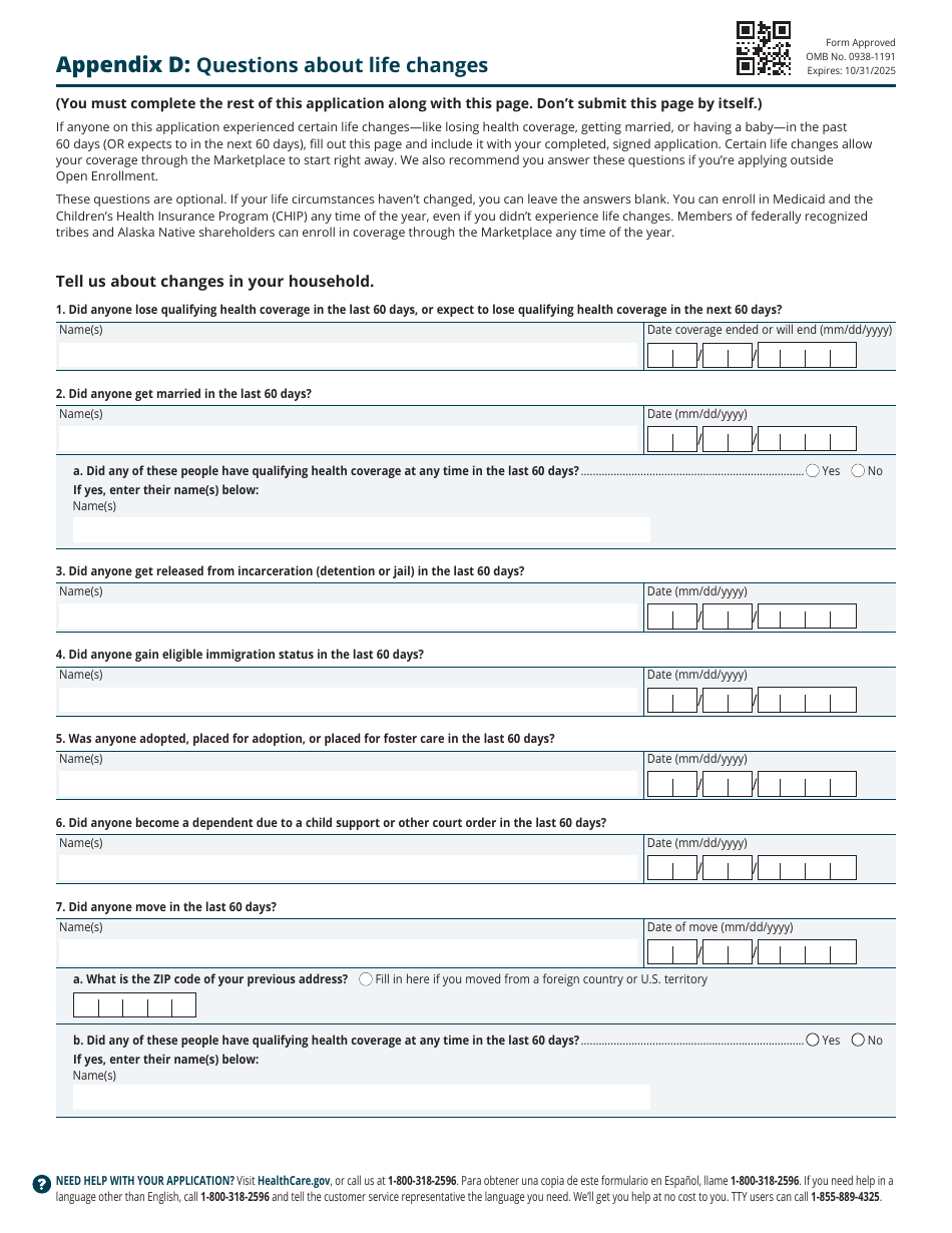 Application for Health Coverage - Individual Without Financial Assistance, Page 6