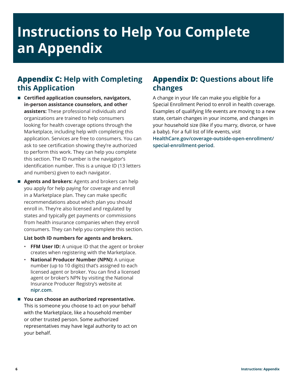 Instructions for Application for Health Coverage  Help Paying Costs (Short Form), Page 6