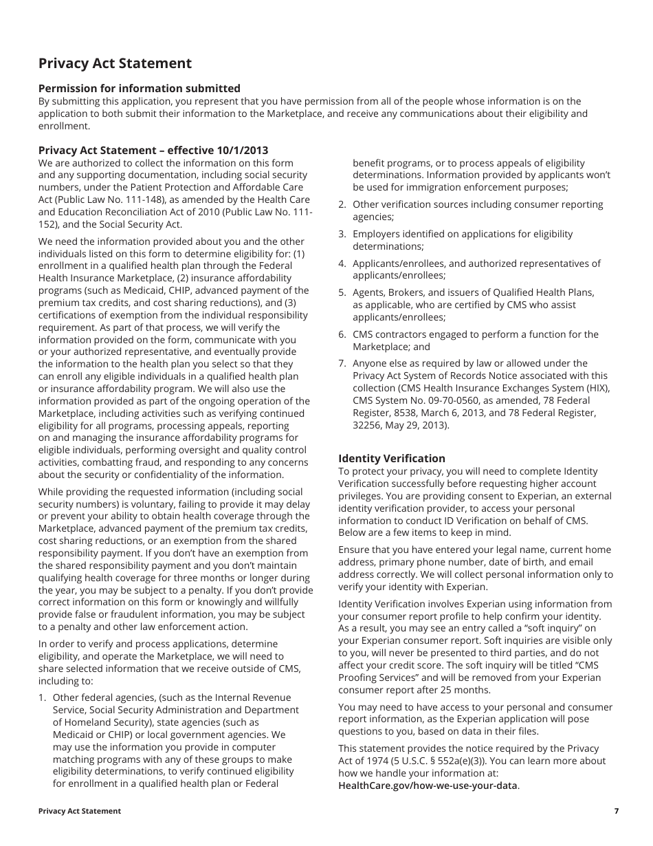 Instructions for Application for Health Coverage  Help Paying Costs (Short Form), Page 7
