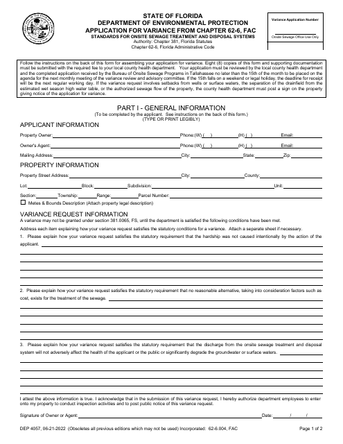 Form DEP4057  Printable Pdf