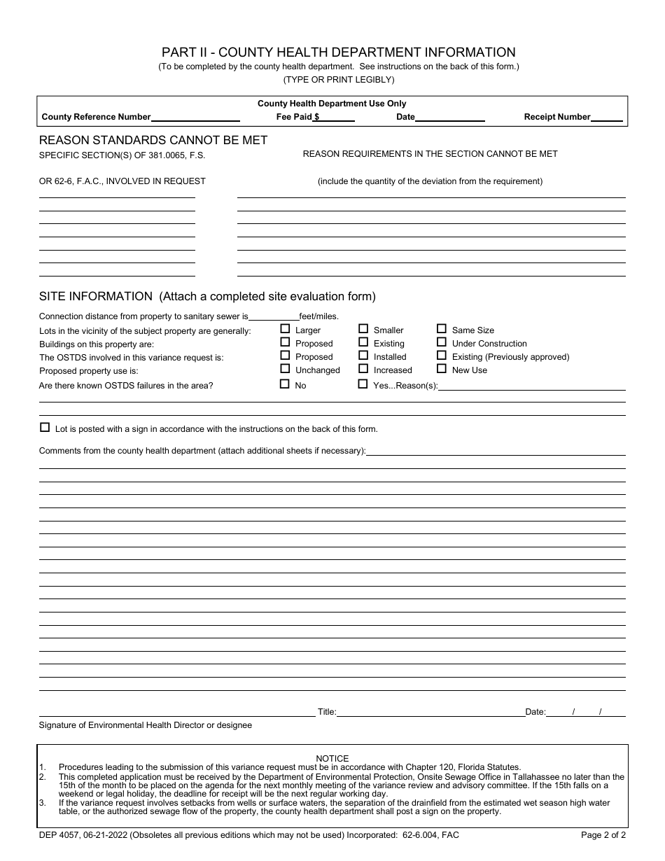 Form DEP4057 Application for Variance From Chapter 62-6, Fac - Florida, Page 3