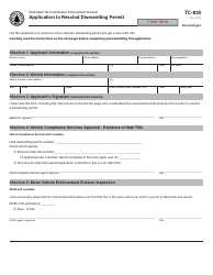 Document preview: Form TC-829 Application to Rescind Dismantling Permit - Utah