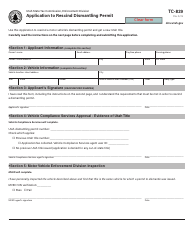 Form TC-829 Application to Rescind Dismantling Permit - Utah