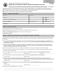 Document preview: Form TC-895 Application to Request a Motor Vehicle Account - Utah