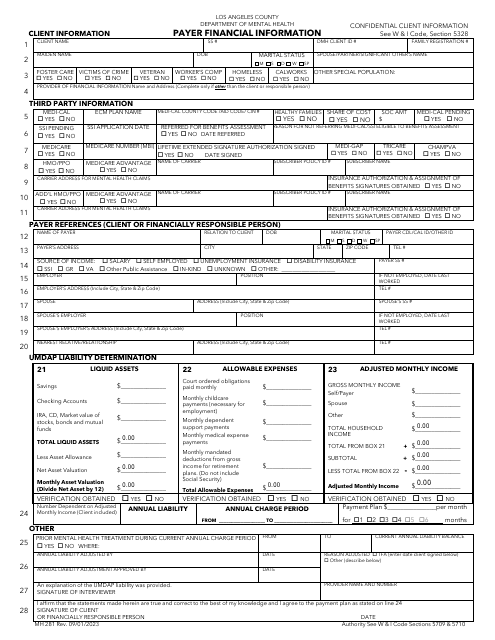 Form MH281 Payer Financial Information - County of Los Angeles, California