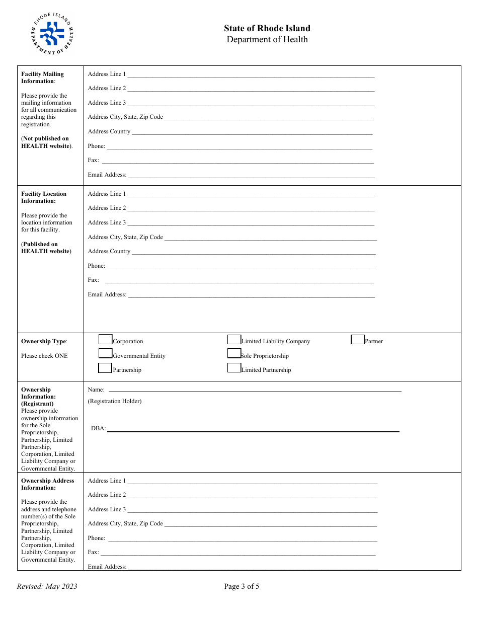 Application for Registration for Dental Diagnostic X-Ray Equipment Facility - Rhode Island, Page 3