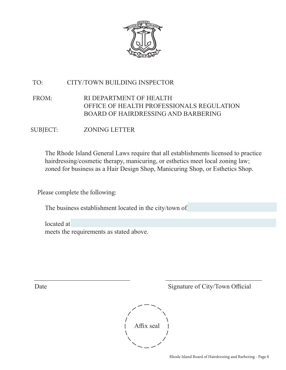 Application for Shop License - Rhode Island, Page 8