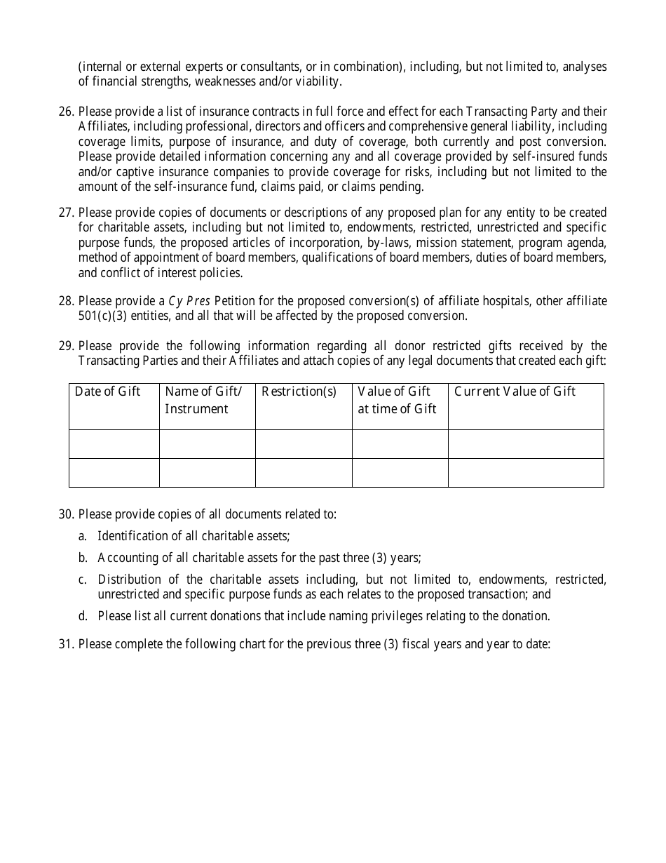 Hospital Conversion or Merger Initial Application - Rhode Island, Page 12