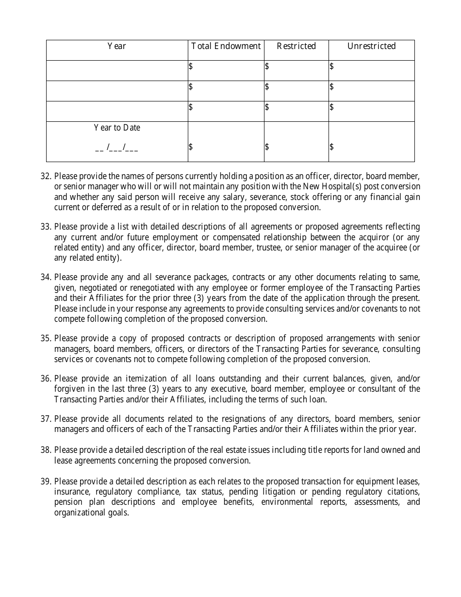 Hospital Conversion or Merger Initial Application - Rhode Island, Page 13