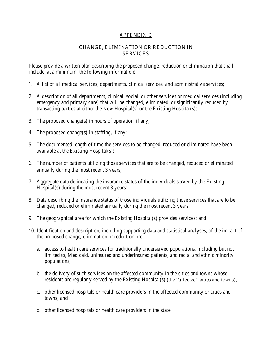 Hospital Conversion or Merger Initial Application - Rhode Island, Page 23