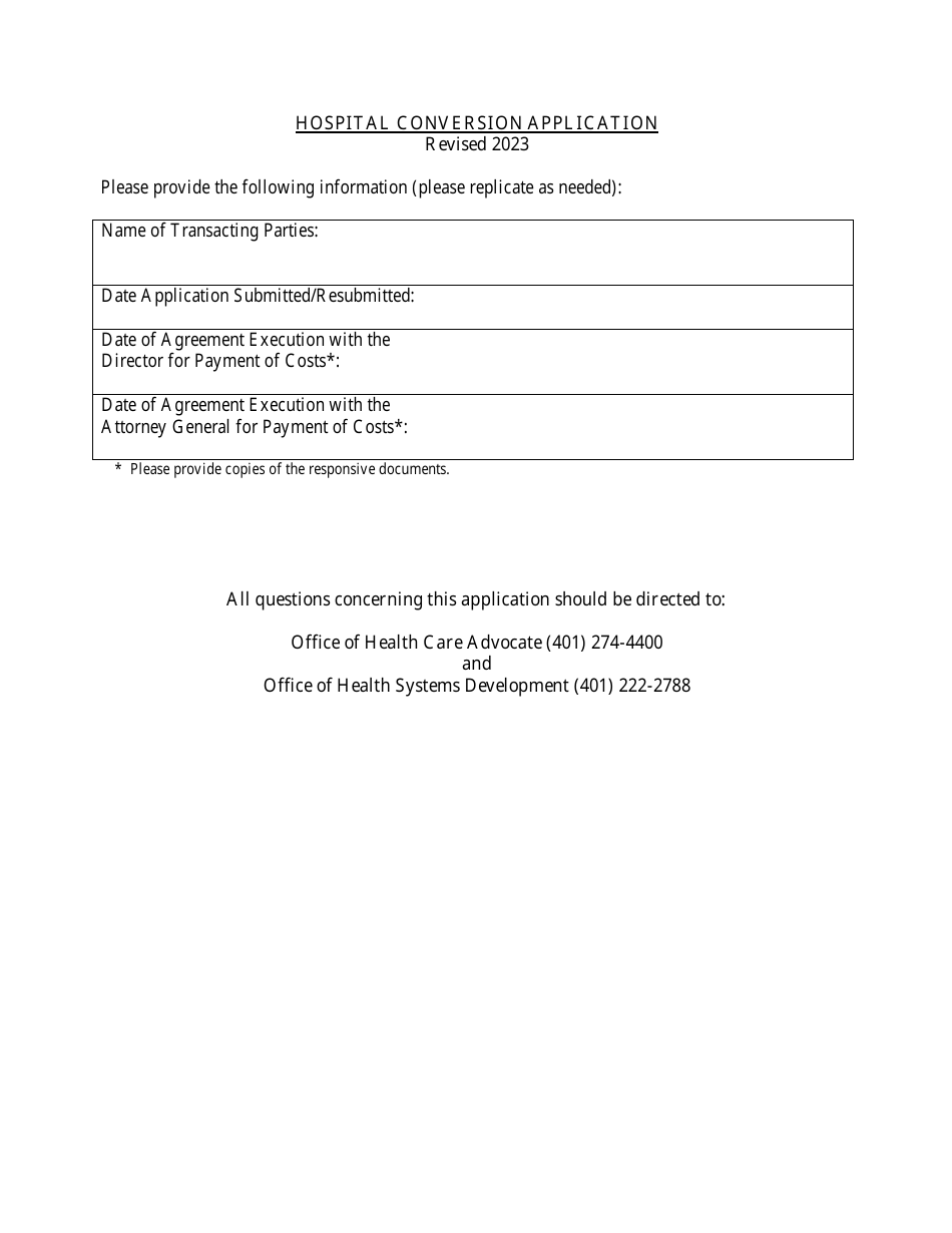 Hospital Conversion or Merger Initial Application - Rhode Island, Page 4