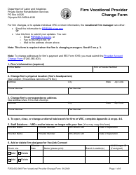 Form F252-022-000 Firm Vocational Provider Change Form - Washington