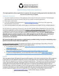 Document preview: Apprenticeship State Grant Application - Washington, 2024