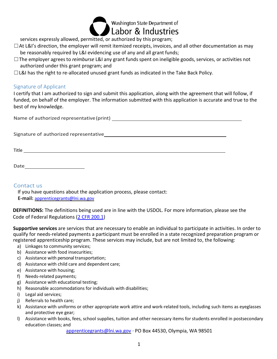 Apprenticeship State Grant Application - Washington, Page 7
