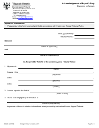 Document preview: Form 0304E Acknowledgement of Expert's Duty - Ontario, Canada