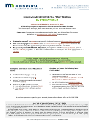 Document preview: CPA Sole Proprietor Firm Permit Renewal - Minnesota, 2024