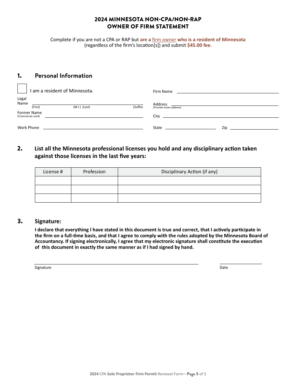 CPA Sole Proprietor Firm Permit Renewal - Minnesota, Page 6