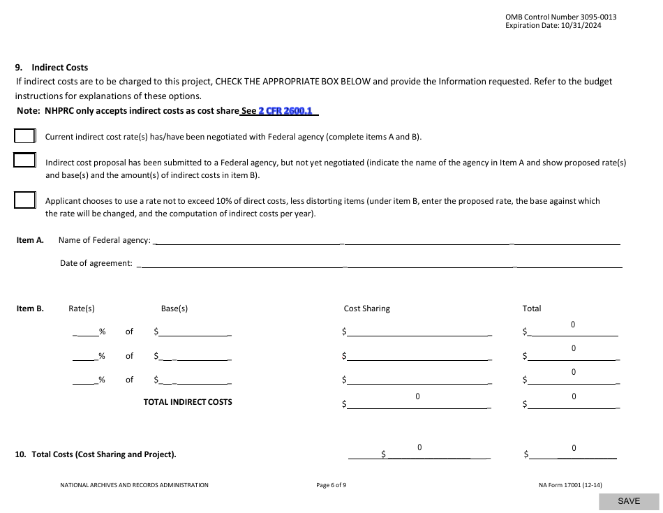 NA Form 17001 National Historical Publications and Records Commission (Nhprc) Budget Form, Page 6