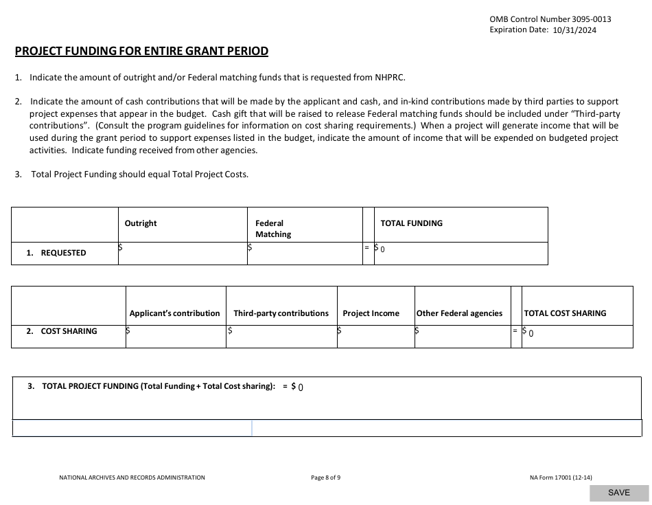 NA Form 17001 National Historical Publications and Records Commission (Nhprc) Budget Form, Page 8
