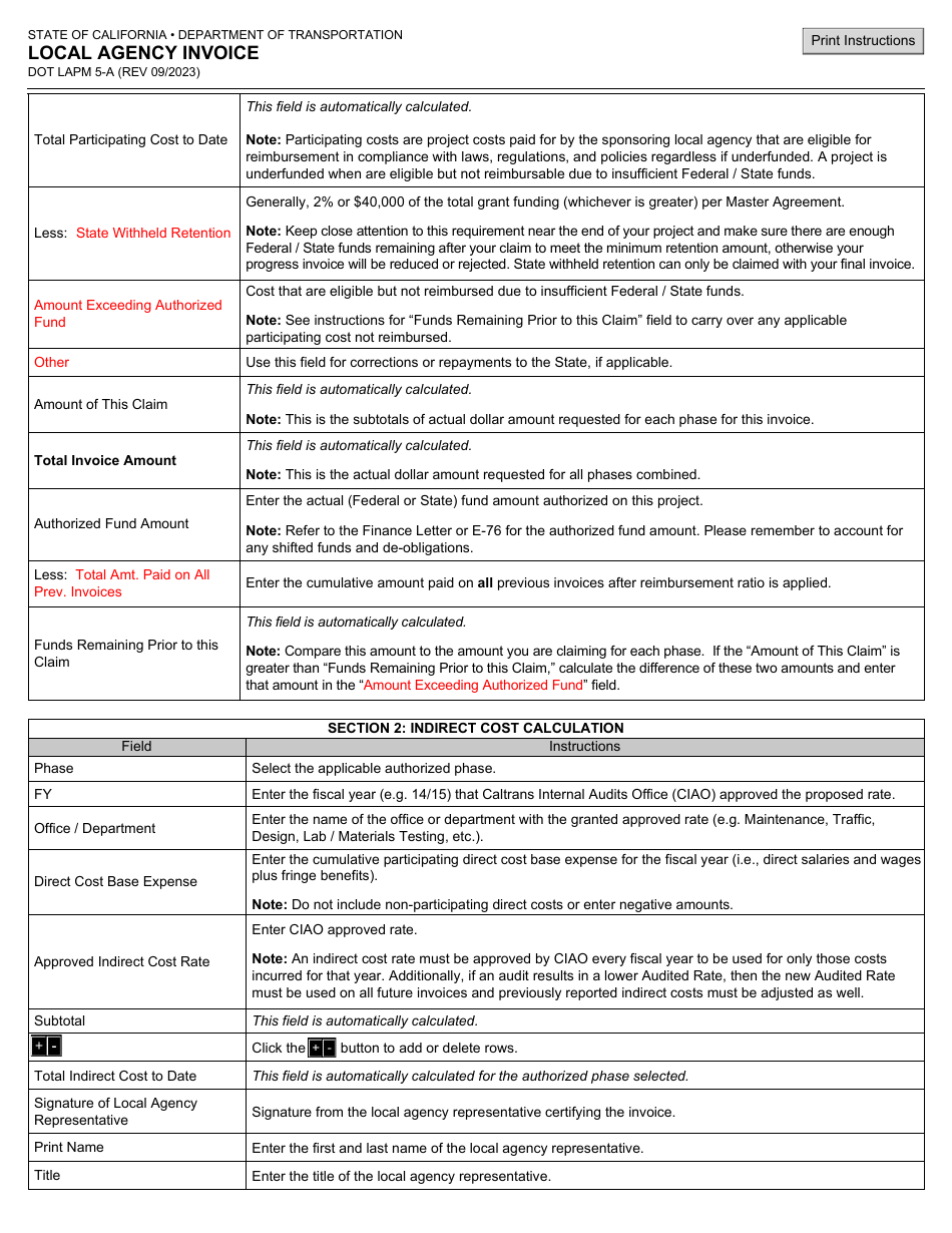Form DOT LAPM5-A Local Agency Invoice - California, Page 8