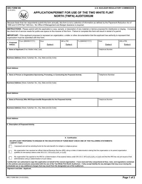 NRC Form 590  Printable Pdf