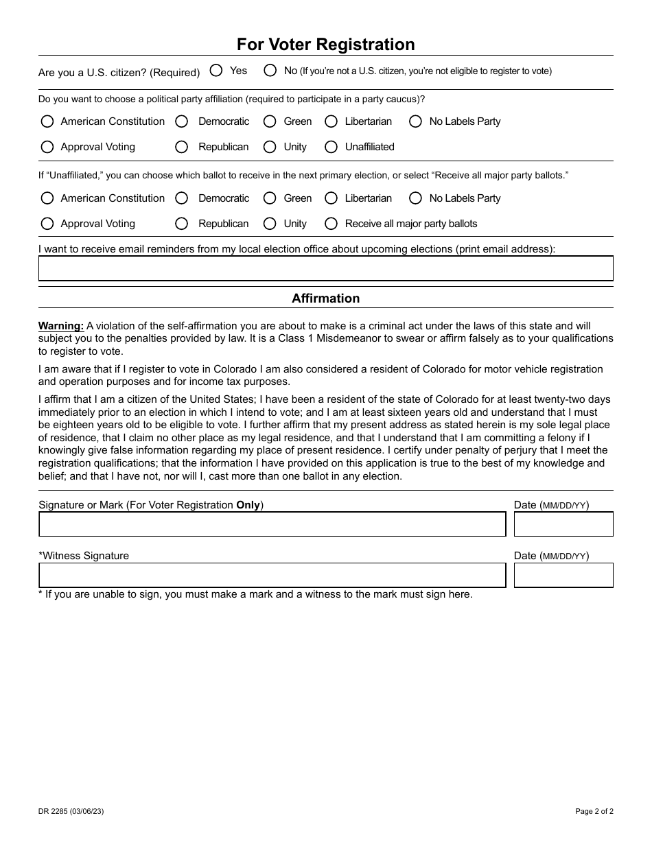 Form DR2285 Download Fillable PDF or Fill Online Change of Address ...