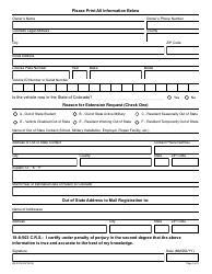 Form DR2376 Application for an Affidavit of Emissions Extension - Colorado, Page 2