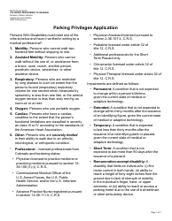Form DR2219 Parking Privileges Application - Colorado