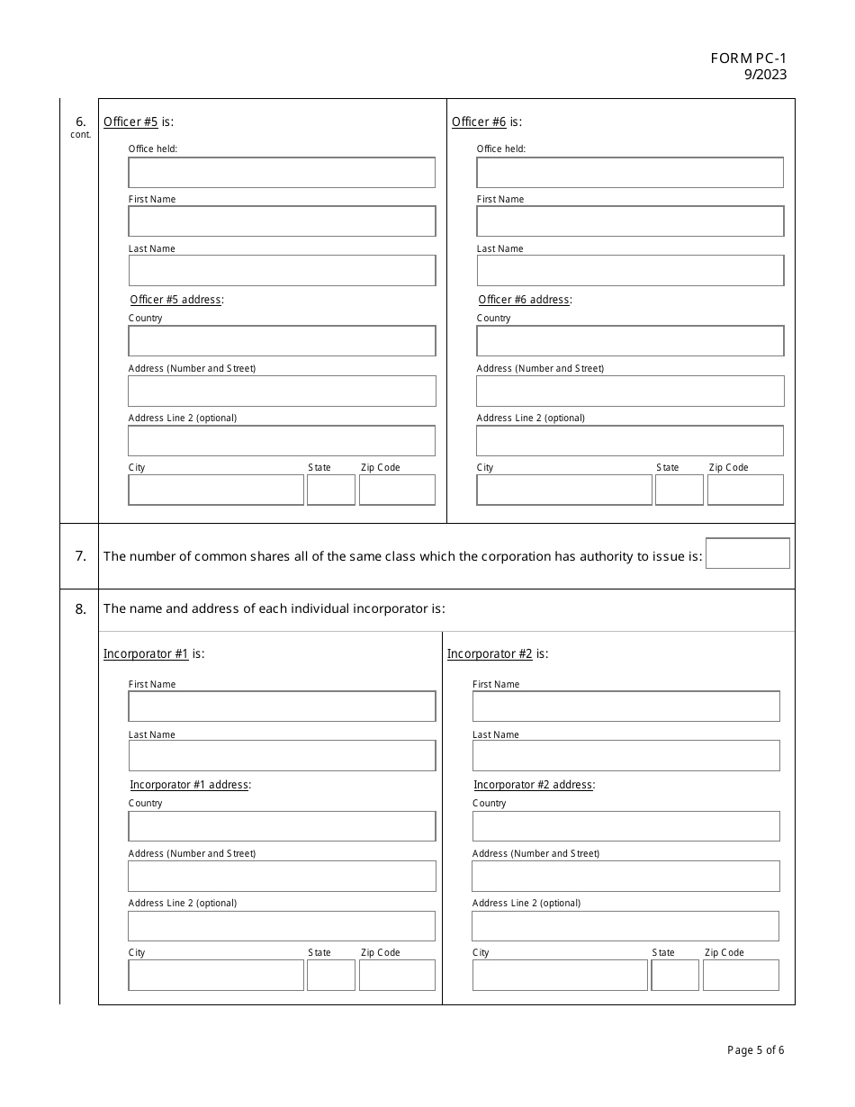 Form PC-1 Articles of Incorporation for a Hawaii Professional Corporation - Hawaii, Page 5