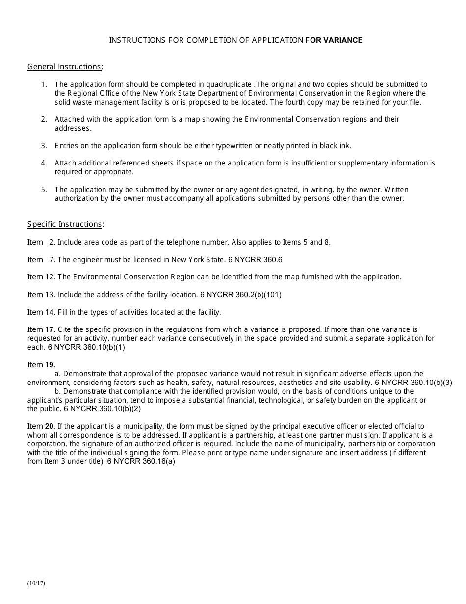 Application for Variance Under 6 Nycrr Part 360.10 - New York, Page 3