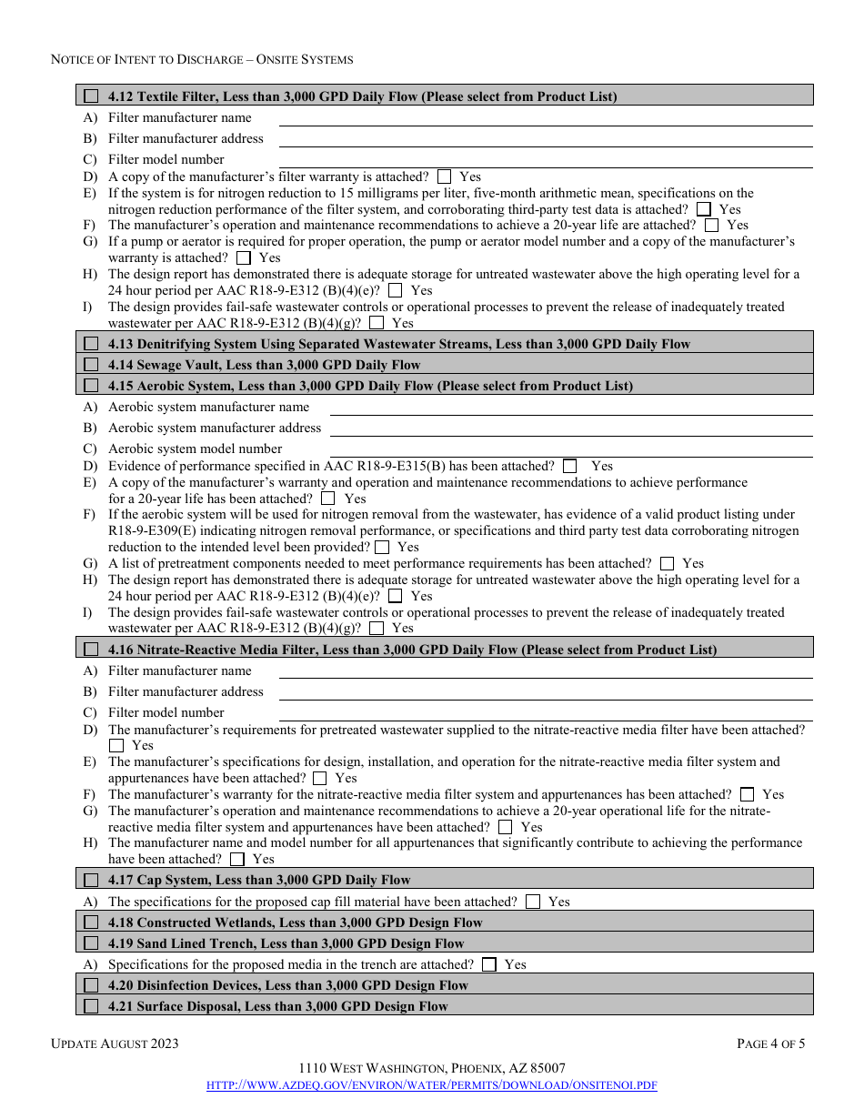 Engineering Review - Notice of Intent to Discharge on-Site Wastewater Treatment Facility Application - Arizona, Page 6