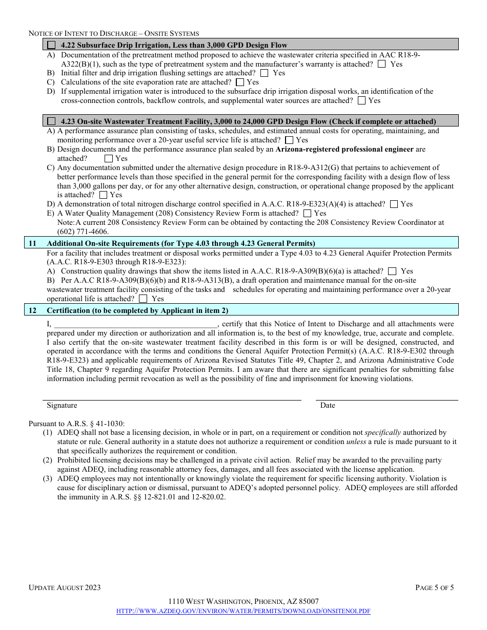 Engineering Review - Notice of Intent to Discharge on-Site Wastewater Treatment Facility Application - Arizona, Page 7