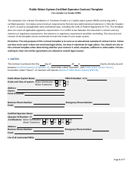 Public Water System Certified Operator Contract Template for a Grade 1 or Grade 2 Pws - Arizona
