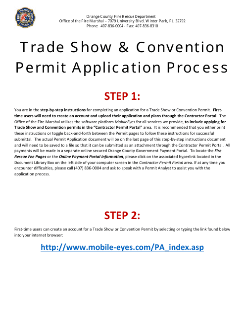 Permit Application for Trade Shows & Conventions - Orange County, Florida