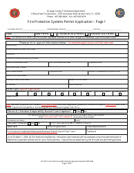 Fire Protection Systems Permit Application - Orange County, Florida, Page 2