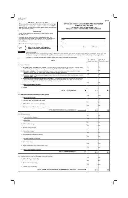 Form SA&I2644 Annual Survey of City and Town Finances - Oklahoma, 2023