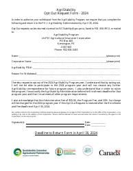 Document preview: Opt out Request Form - Pei Agristability Program - Prince Edward Island, Canada