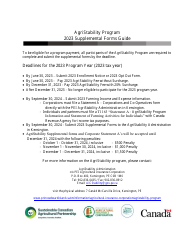 Instructions for Supplemental Forms - Pei Agristability Program - Prince Edward Island, Canada