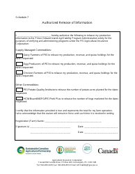 Document preview: Schedule 7 Authorized Release of Information - Pei Agristability Program - Prince Edward Island, Canada