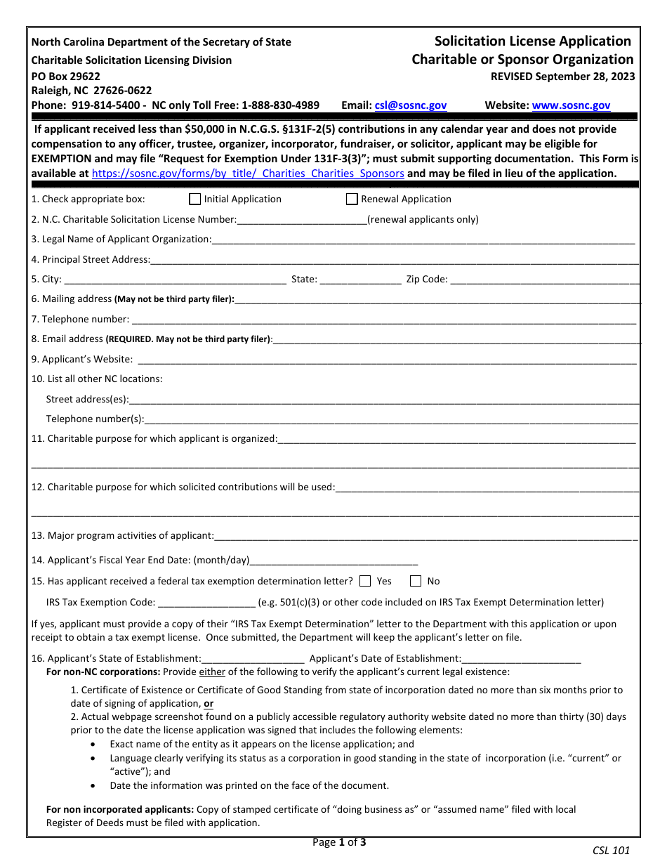 Form Csl101 Fill Out Sign Online And Download Printable Pdf North Carolina Templateroller 4941