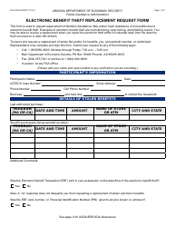Document preview: Form 1847A Electronic Benefit Theft Replacement Request Form - Arizona