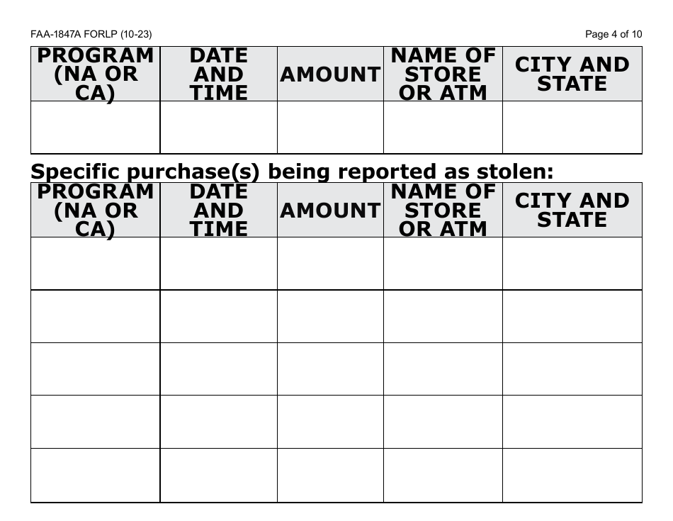 Form FAA-1847A-LP Electronic Benefit Theft Replacement Request Form (Large Print) - Arizona, Page 4