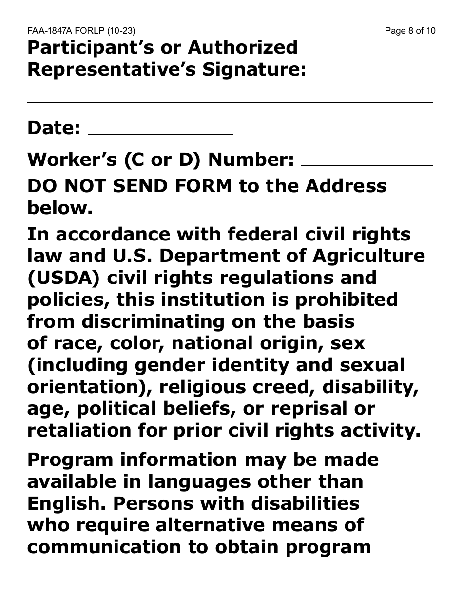 Form FAA-1847A-LP Electronic Benefit Theft Replacement Request Form (Large Print) - Arizona, Page 8