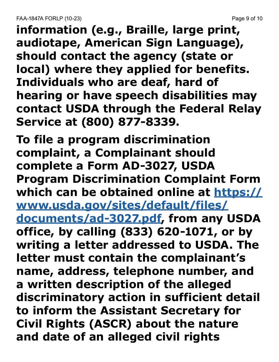 Form FAA-1847A-LP Electronic Benefit Theft Replacement Request Form (Large Print) - Arizona, Page 9