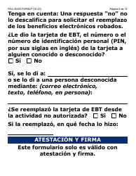 Formulario FAA-1847A-SLP Solicitud De Reemplazo Por Robo De Beneficios Electronicos (Letra Grande) - Arizona (Spanish), Page 6