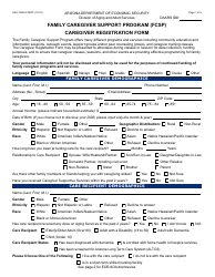 Form AAA-1350A Caregiver Registration Form - Family Caregiver Support Program (Fcsp) - Arizona