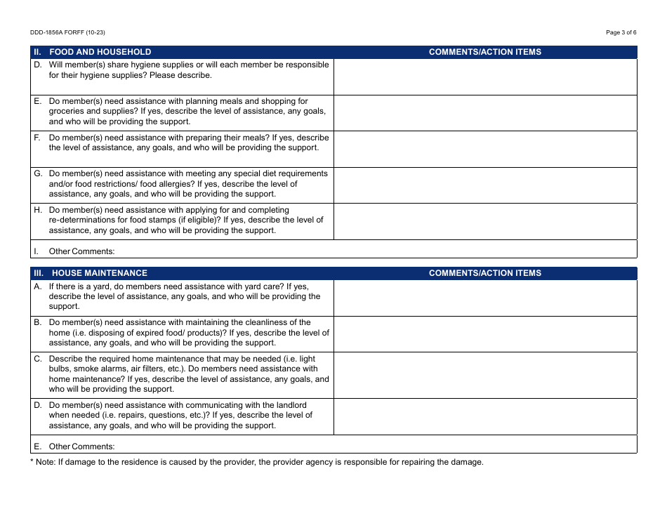 Form DDD-1856A Supported Living Planning Guide - Arizona, Page 3