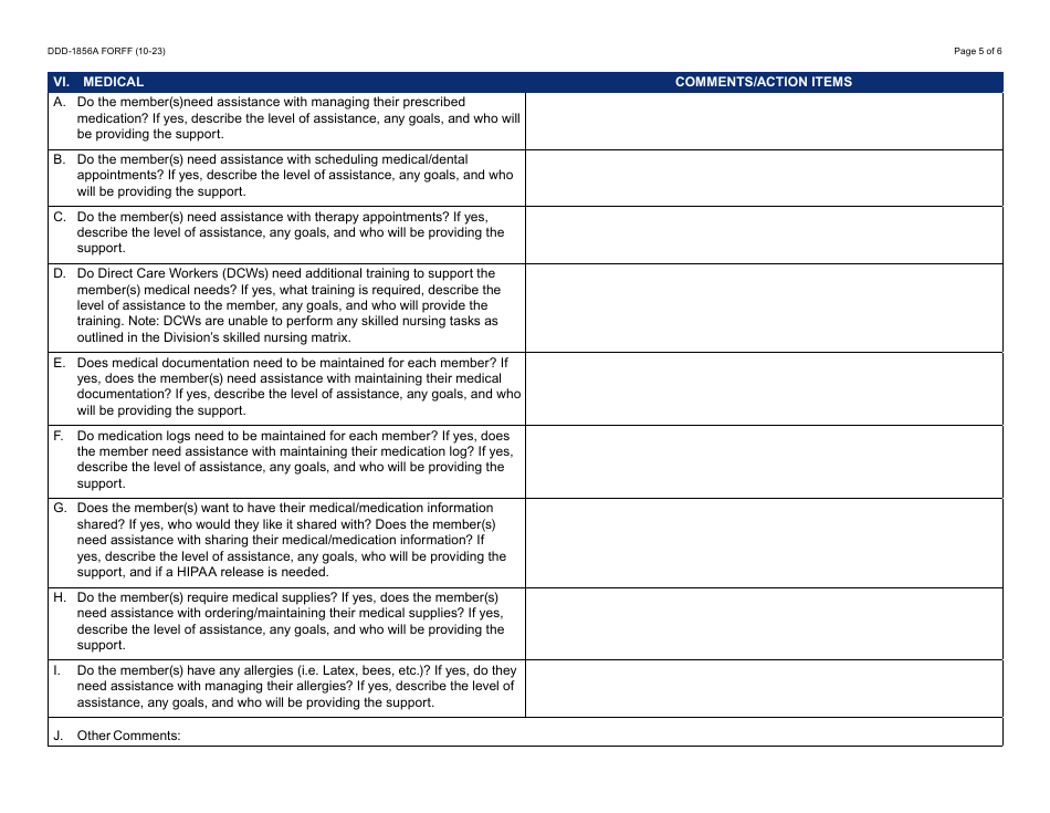 Form DDD-1856A Supported Living Planning Guide - Arizona, Page 5