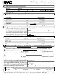 Form ADM-73 Supplemental Records Request Form - New York City